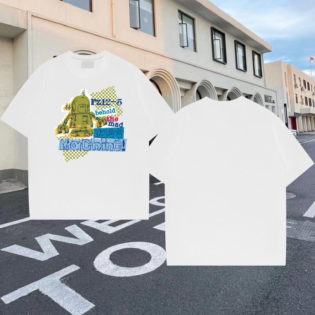 Soft Men Tshirts 100% Cotton 230g Spring Summer ET Anime Print O-Neck Short Sleeve New Men T Shirts Wear