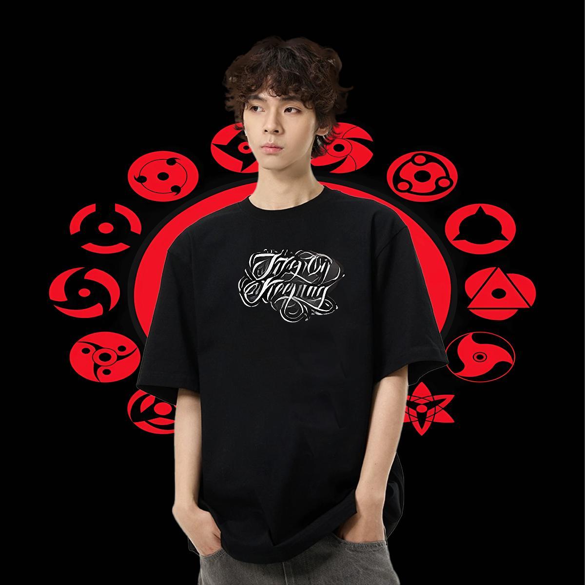 TOP Quality Men Clothes T-Shirt 230g Cotton Spring Summer letter Anime Crew Neck Breathable Classic Casual T shirt Tops Tees