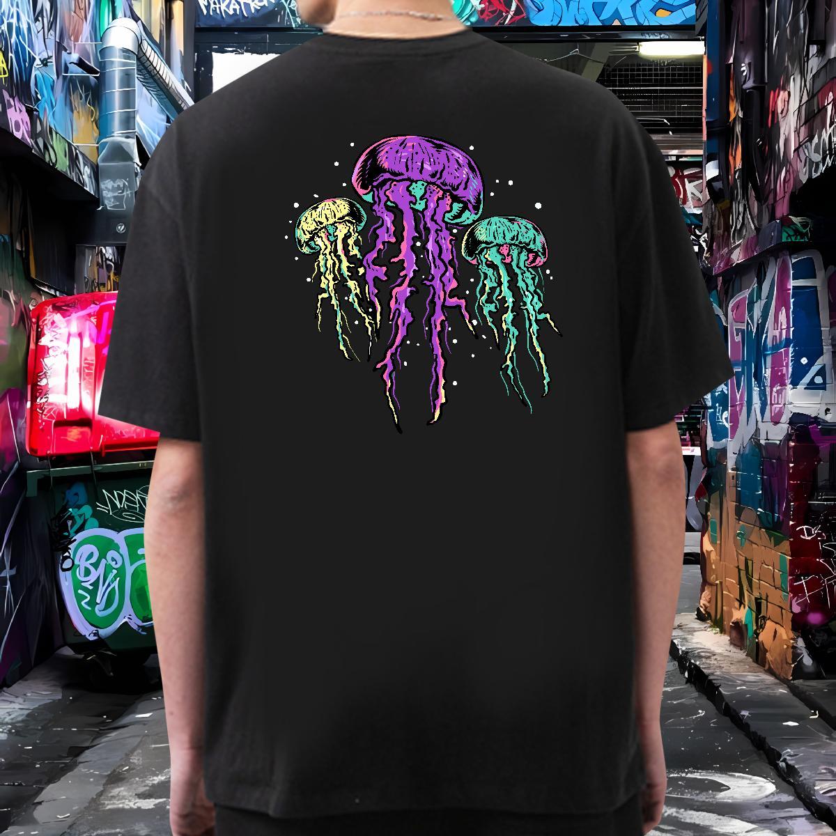 Brand Couples T Shirts 100% Cotton 230g jellyfish T Shirt For Man Street Breathable White Plus Size 2024 Designer Wear