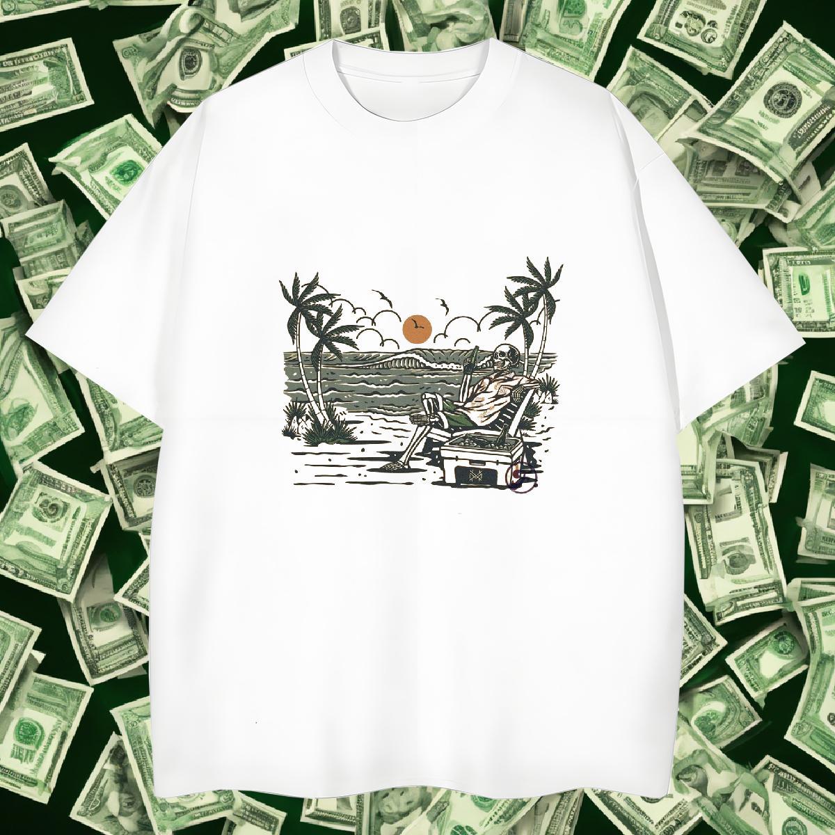 Wholesale Mens Tshirts 230g 100% Cotton High Street Hip Hop beach Custom Big Size Crew Neck Fashion T Shirt For Man Tees