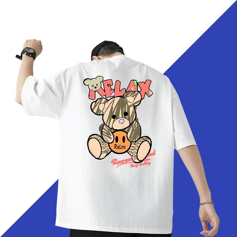 Fashion Casual T-Shirts for Men 100% Cotton 230g bear Sports Casual Clothes Breathable Short Sleeve Cool Couples T Shirts Plus Size Custom