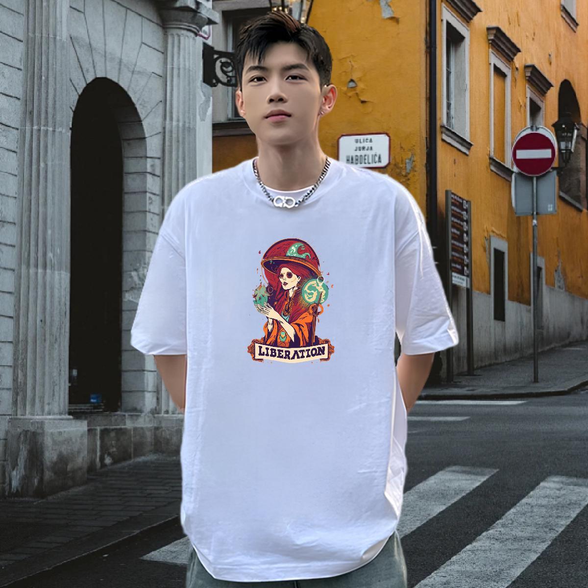 2024 New Mens T Shirts skull Clothings 100% Cotton 230g Casual Brand Custom Print Plus Size Round Neck Short Sleeve Mens Tshirts