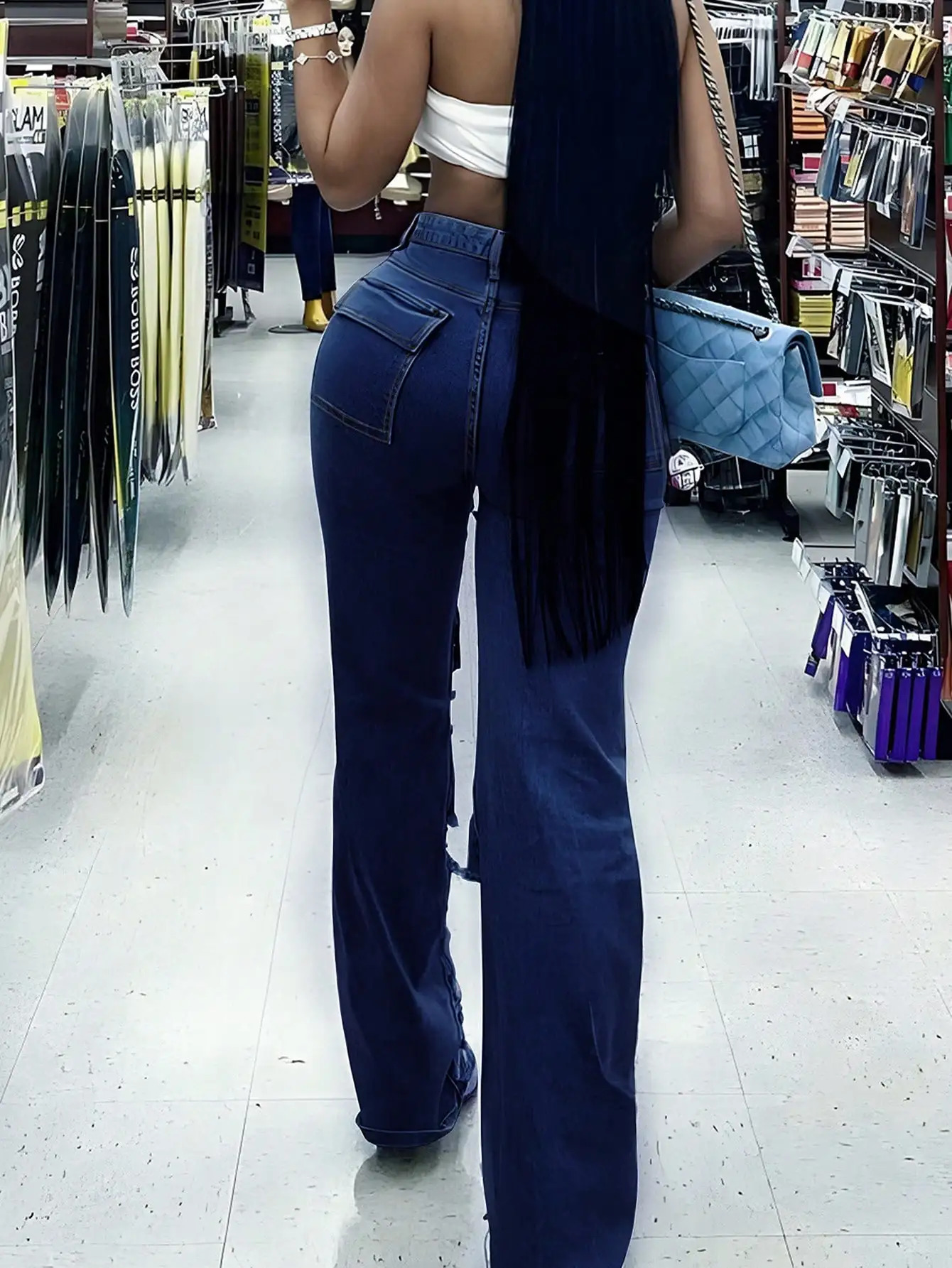 Y2K Street High Waist Washed Flap Pocket Ripped Raw Cargo Pants Daily Casual Pants 240806