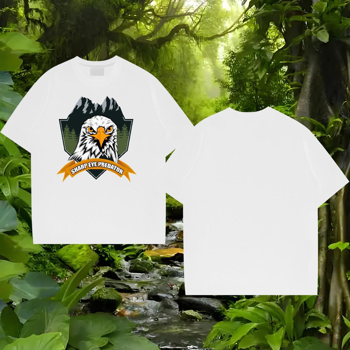 Free Shipping Mens T Shirts 230g Cotton eagle High Street Hip Hop Polos Breathable Crew Neck Comfortable Men Tshirts DIY Printed