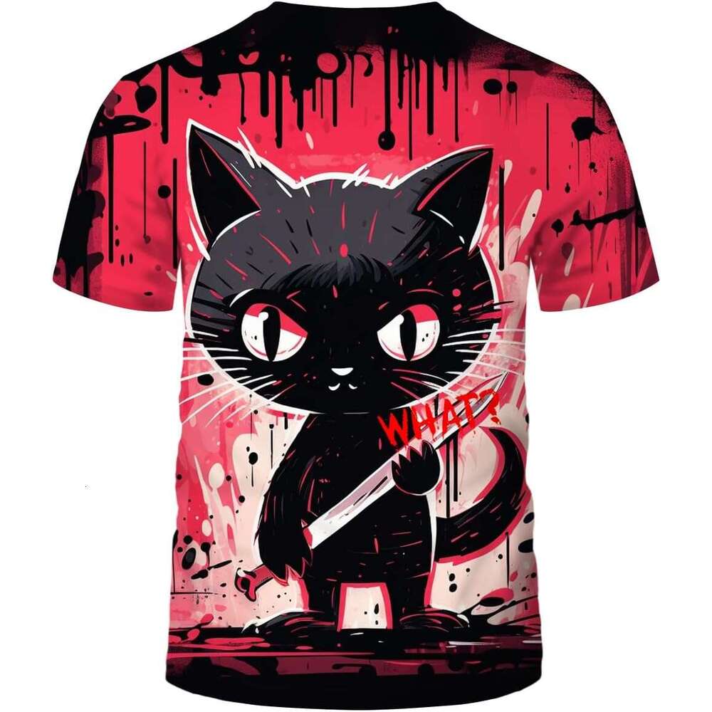 T shirt Mens What Cat T-Shirt Halloween Graphic Short Sleeve Shirt shirts tshirt graphic tee Casual tops summer clothes Short sleeve 2025