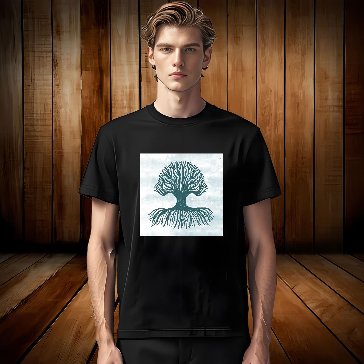 Designer T Shirts Men 230g Cotton tree Casual Beach Tops Tees Crew Neck Brand Men Tops Tees Cartoon Printing L-4XL