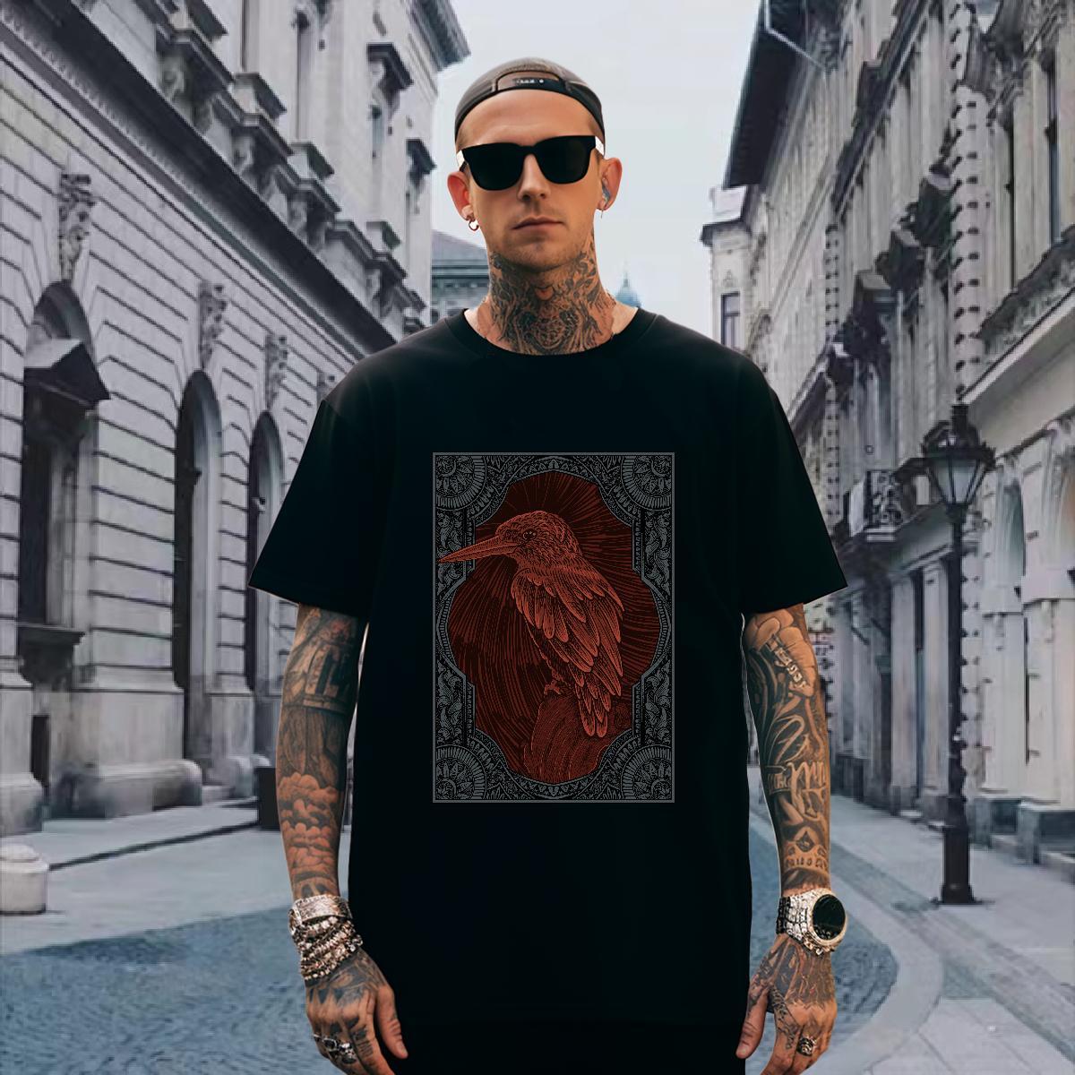 T-Shirts 230g Pure Cotton eagle Daily Outfit O Neck Short Sleeves Custom Cartoon Tshirts Wholesale Cool Design Tees Shirts