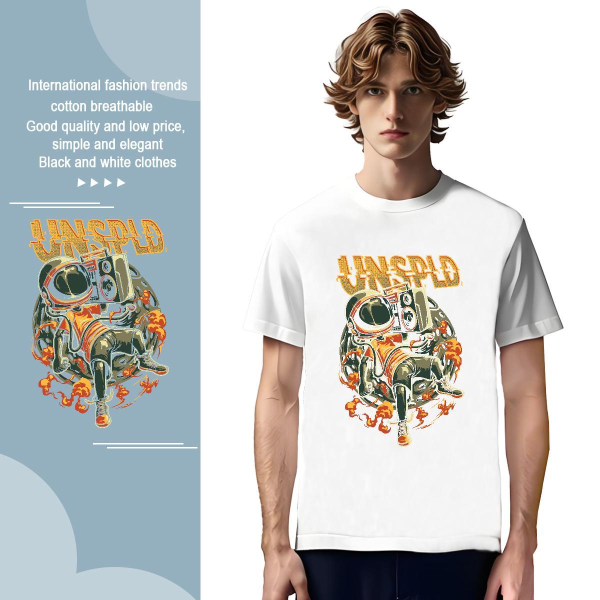 Man T Shirts 230g Pure Cotton universe Street Casual O Neck Short Sleeves Custom Print Oversized Tshirts Casual New Unisex Tees Shirts