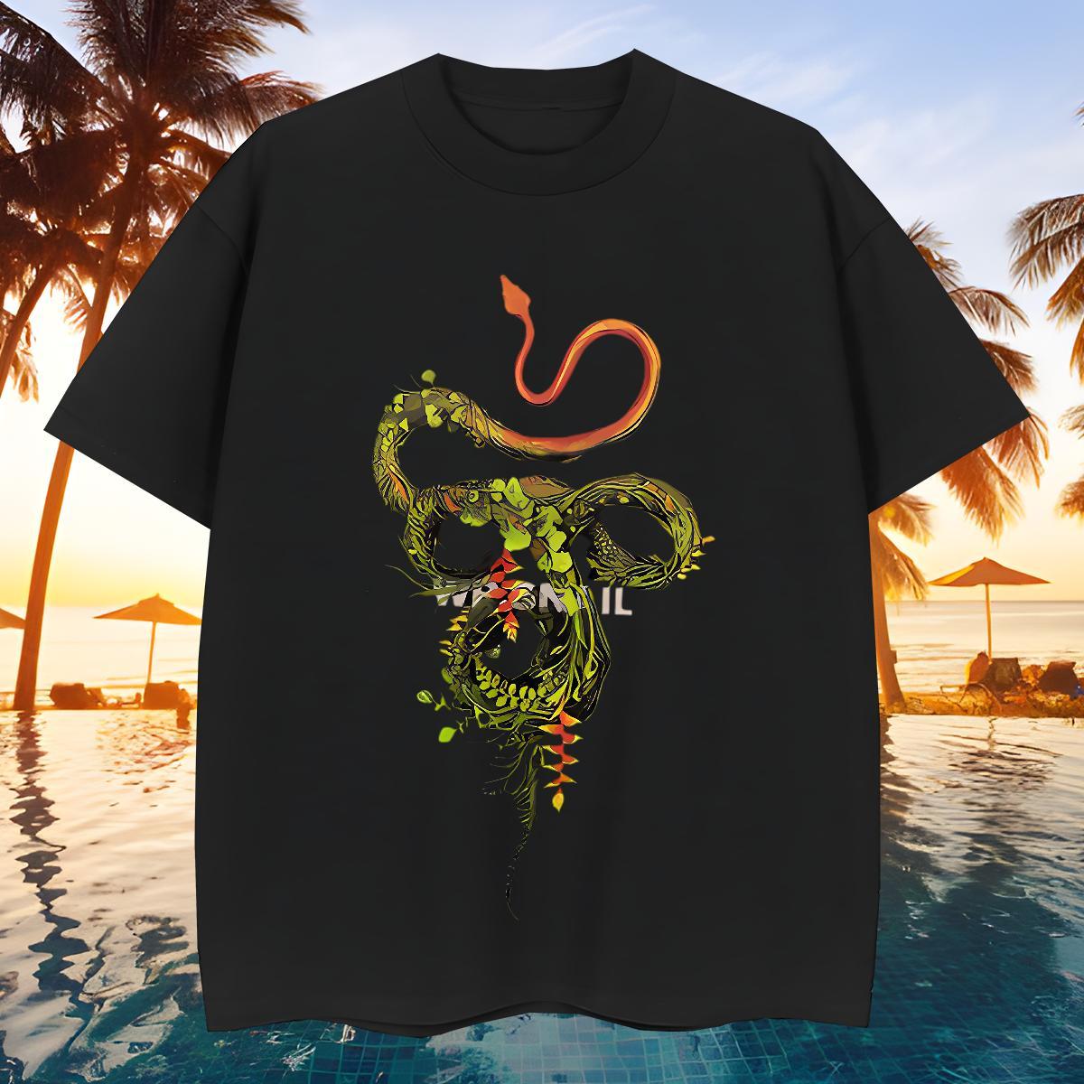 TOP Quality Men Clothes T-Shirt 230g Pure Cotton snake T-Shirts Daily Outfit Breathable Soft Black White 2024 Designer Tops Shirt