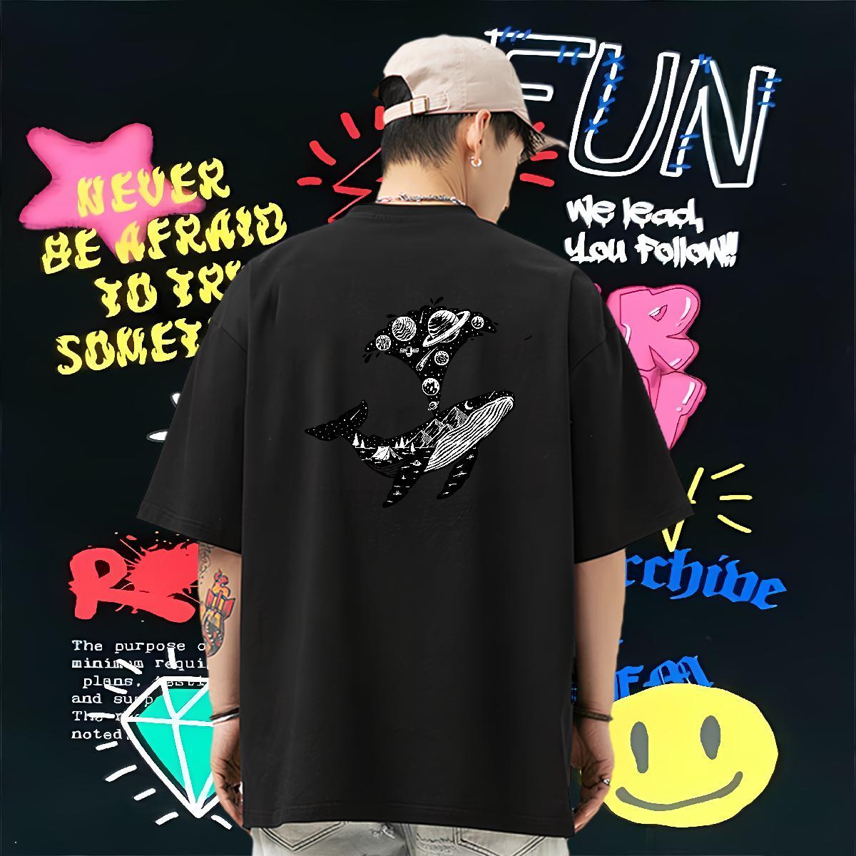 2024 Man T Shirts 100% Cotton 230g Casual Beach Tees Shirts Breathable Crew Neck Loose Men Clothes T-Shirt Custom Big Size