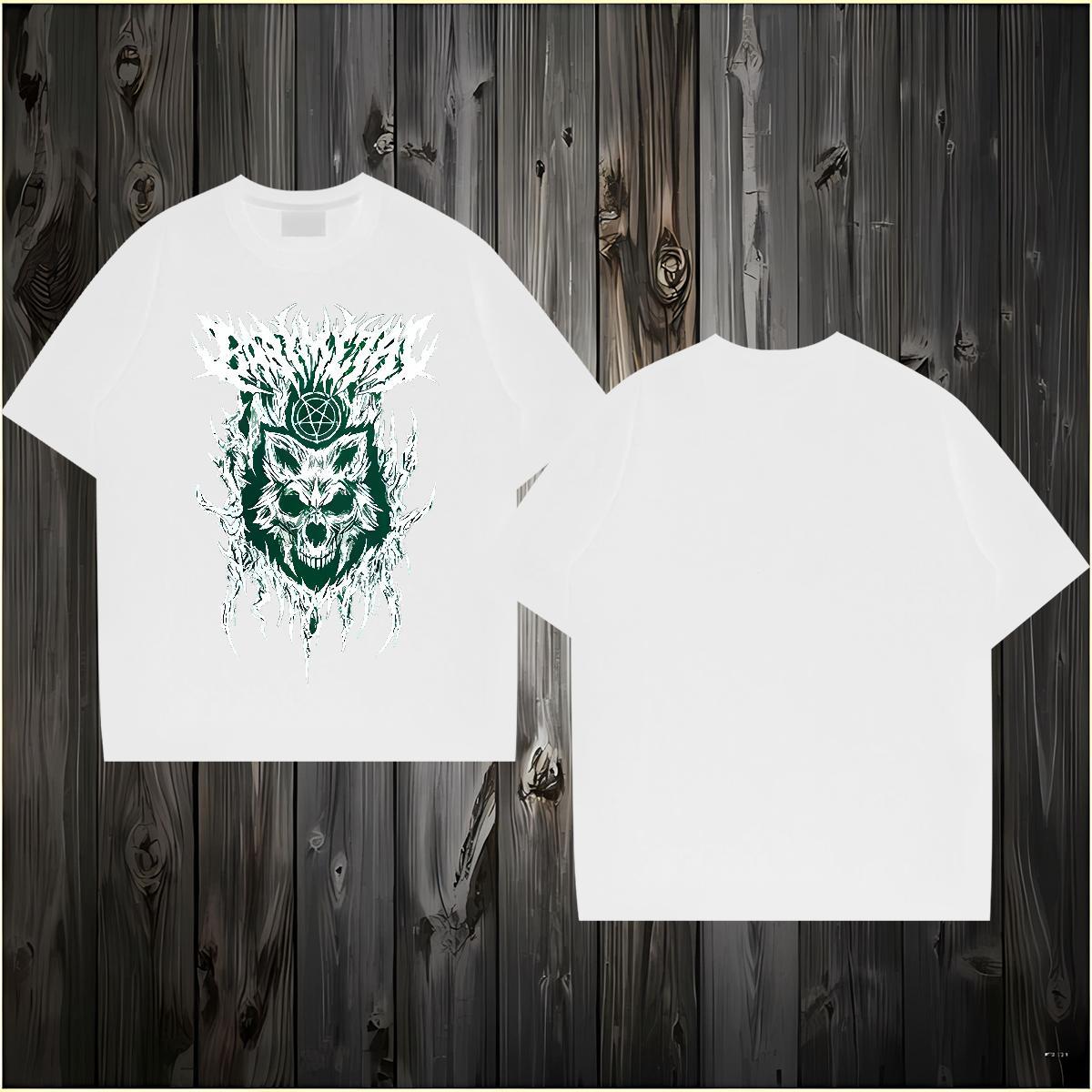 New Designer Mens T Shirts 230g 100% Cotton wolf Sports Casual Tops Breathable Short Sleeve Unisex Mens Tshirts Graphic