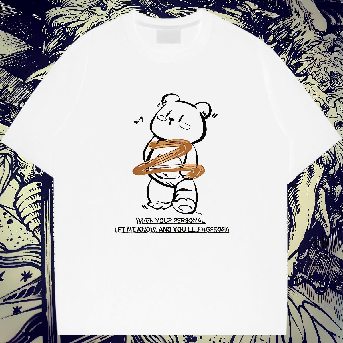 Loose Fit Couples T Shirts 230g 100% Cotton Hip Hop Street letter Cartoon Printing L-4XL Round Neck Short Sleeve New Designer T-Shirts for Men Tops Te