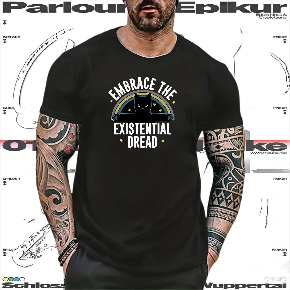 New Mens T Shirts 230g Cotton cat Anime Printing Street Clothes Breathable Soft TOP Quality Men Tees Custom Big Size