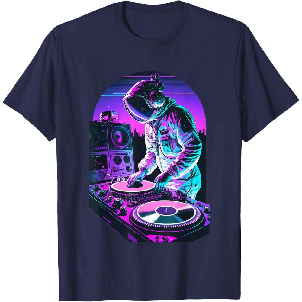 T shirt Mens Astronaut DJ, DJing in Space, EDM cool Graphic Vaporwave T-Shirt shirts tshirt graphic tee Casual tops summer clothes Short sleeve Free s