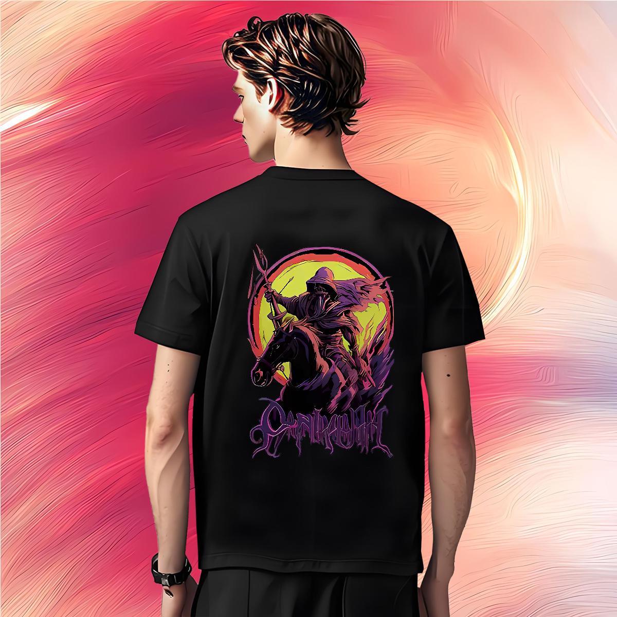 Wholesale T Shirts Men 100% Cotton 230g horse Sports Casual Tops Tees Breathable Crew Neck Classic Men Clothes T-Shirt Plus Size Cartoon