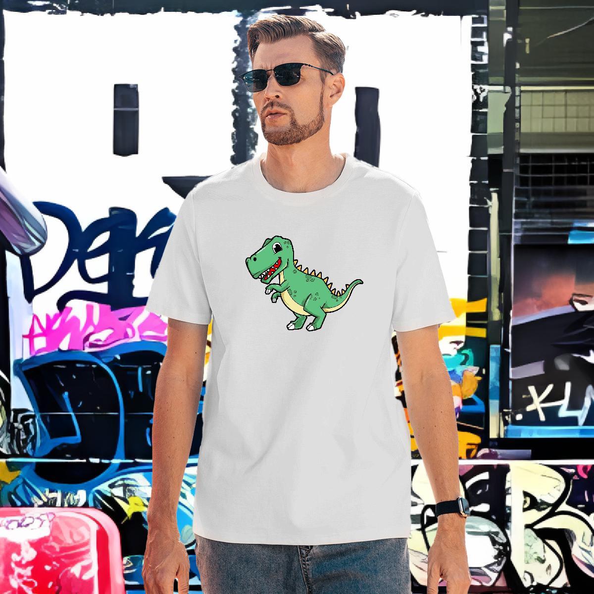 Fashion T-Shirts 230g 100% Cotton dinosaur Casual Beach Tee Shirt O Neck Short Sleeves Cool Men Tees Custom Cartoon