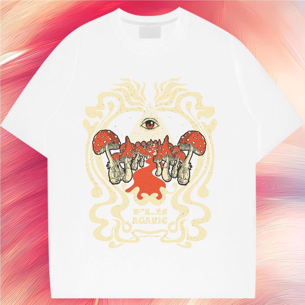 Soft Woman T Shirts Crew Neck Lady T shirt Floral Print mushroom Hip Hop 230g Pure Cotton Fashion Polos