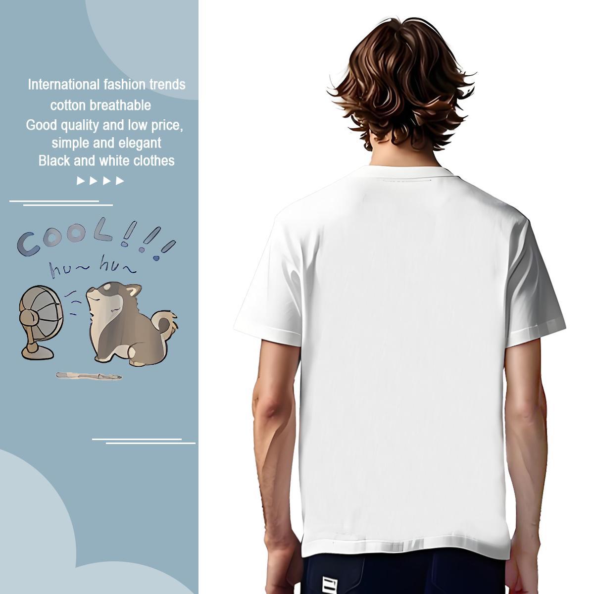 T Shirts Men 230g Cotton dog Outdoor Round Neck Short Sleeve Cartoon Print Men Tees 2024 Designer Cool Design Clothings