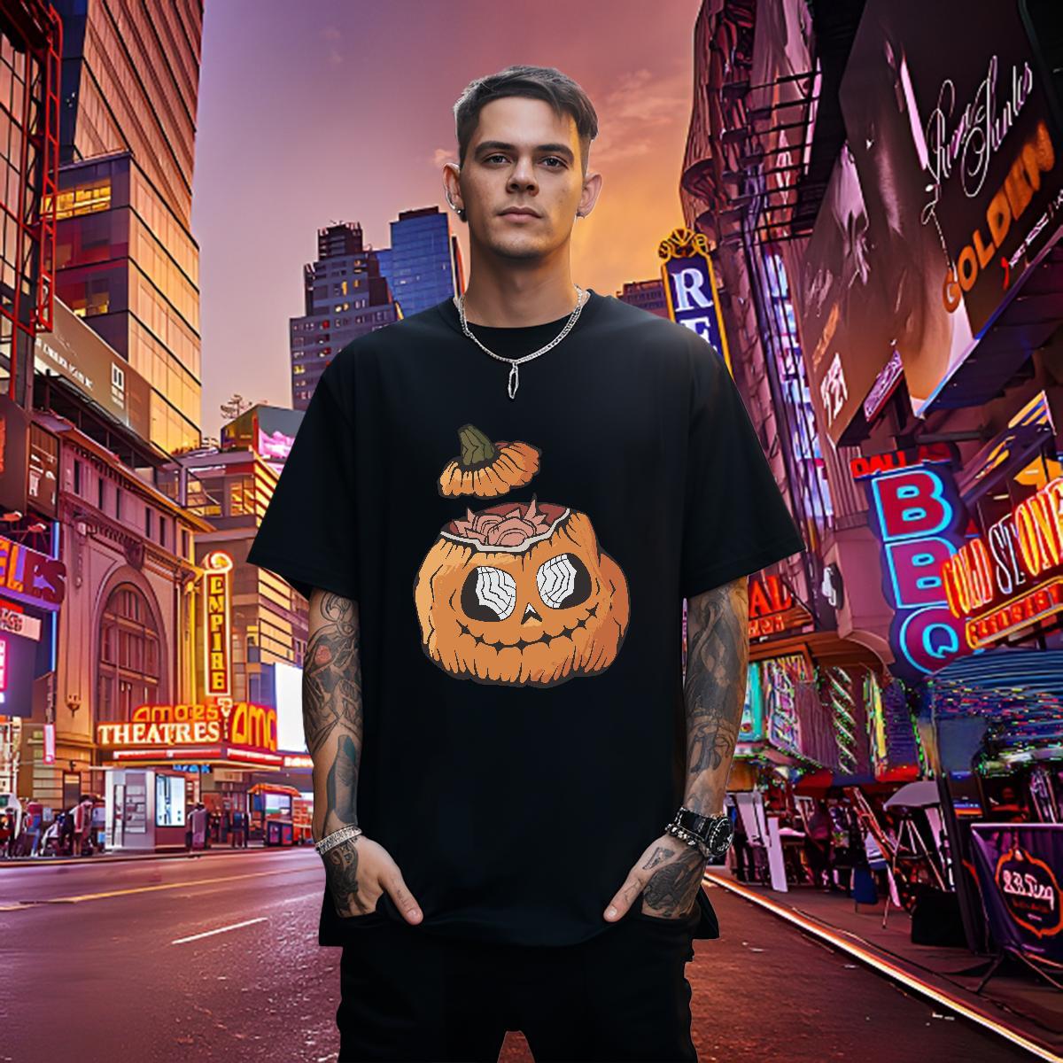 Unisex Tshirt for Man Woman 230g 100% Cotton pumpkin Men T Shirts Sports Casual Breathable Soft Anime Print DIY Tops Tees