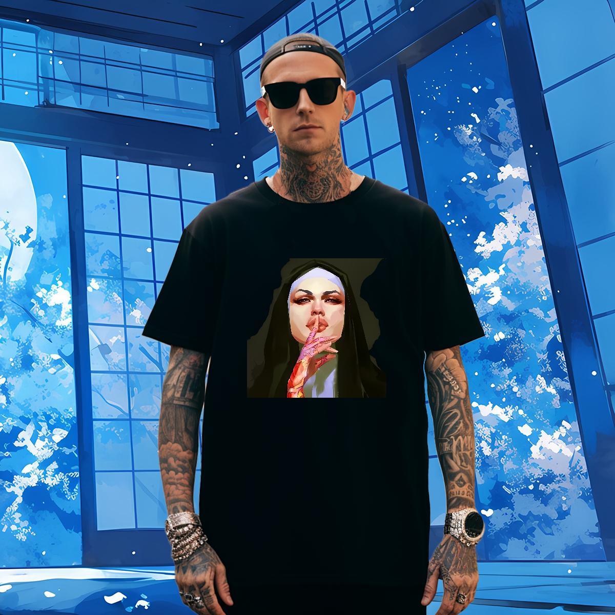 Man T Shirts 230g 100% Cotton nun Outdoor Breathable Crew Neck Anime Print Tshirt for Man Woman Customized Loose Fit Top Tees