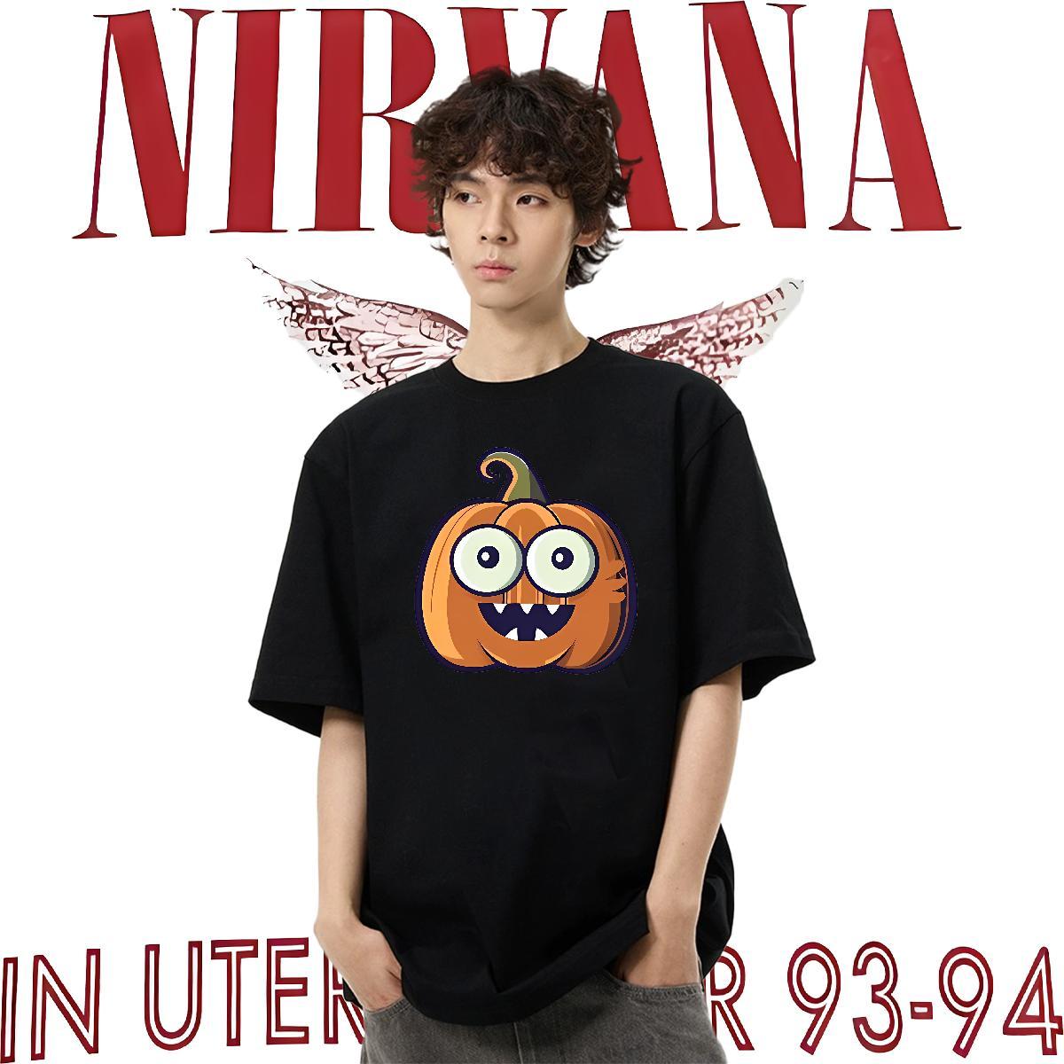 2024 New Men T Shirts 100% Cotton 230g halloween Casual Tops Shirt Round Neck Short Sleeve Popular Couples T Shirts Anime
