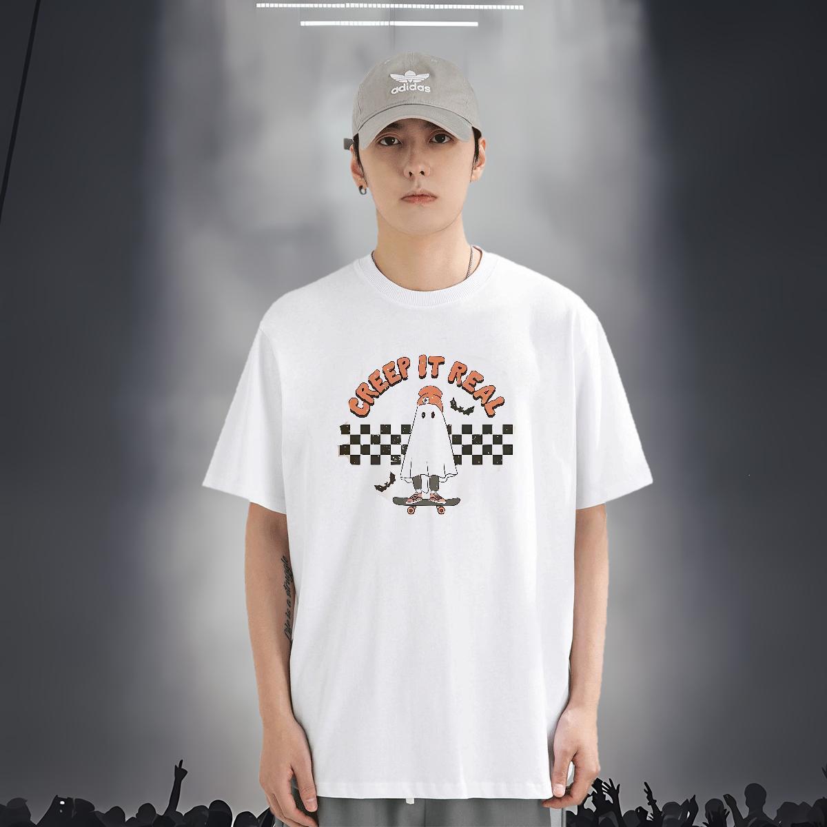 Men T Shirts 100% Cotton 230g monster Spring Summer Breathable Crew Neck Skull Couples T Shirts DIY Customized Free Shipping Tee Shirt