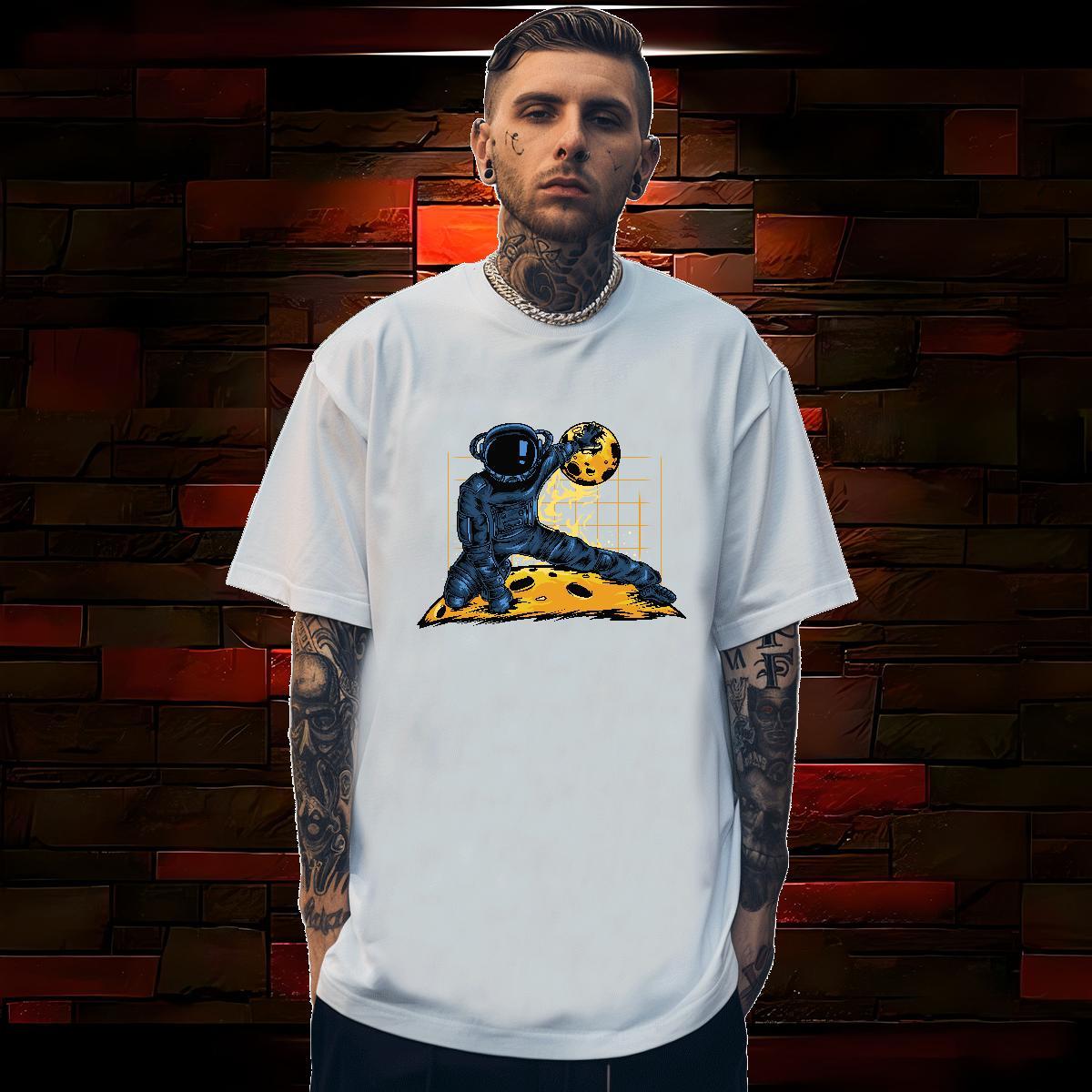 Men T Shirts 100% Cotton 230g universe Daily Outfit Breathable Soft Custom Anime Men Clothes T-Shirt Customized Loose Tops Shirt