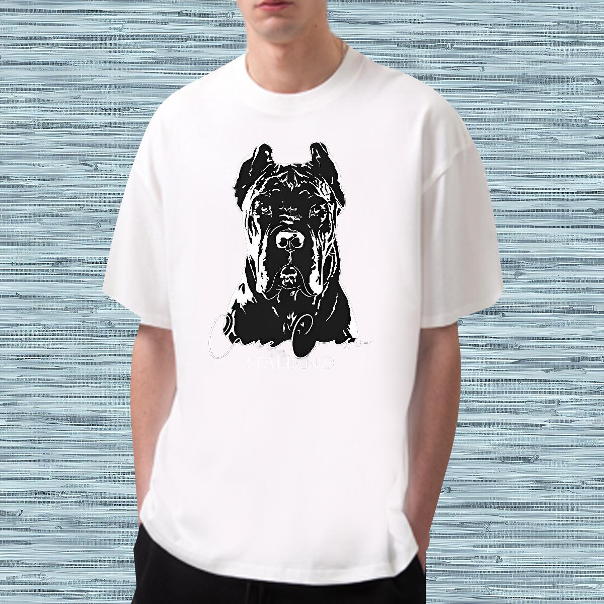 New Designer T-Shirts for Men 230g 100% Cotton dog High Street Hip Hop Tshirts Crew Neck Breathable Loose Fit Tshirt for Man Woman DIY Printed