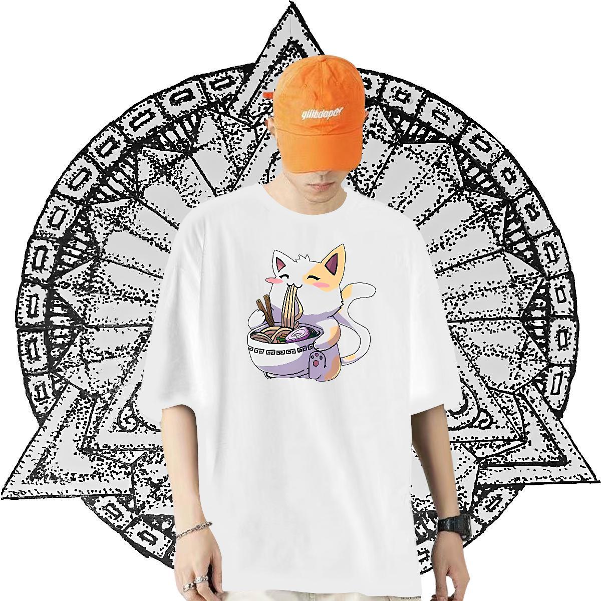 DIY T Shirt For Man 230g 100% Cotton cat Casual Daily Wear Tees Shirts O-Neck Short Sleeve Soft Men Tops Tees Custom Printed