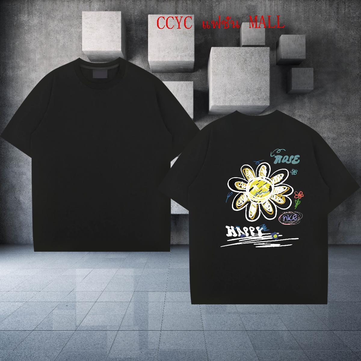 Fashion Designer T Shirt For Man 230g 100% Cotton flower Home Outdoor Polos Crew Neck Free Shipping Mens Tshirts Cartoon Printing L-4XL