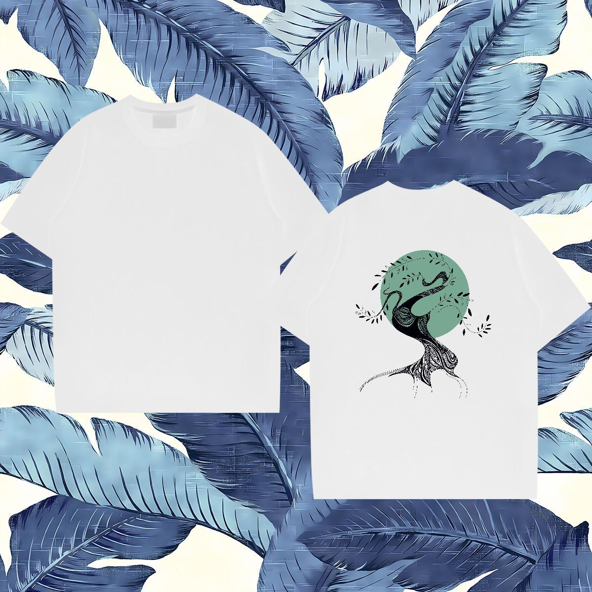 Fashion Design T-Shirts for Men 100% Cotton 230g tree Street wear Hip Hop Tops Shirt Pure Cotton Loose Fit Tshirts White Plus Size