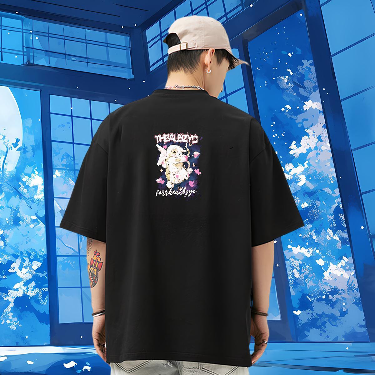 Designer Fashion Mens T Shirts 230g Pure Cotton rabbit Beach Tops Tees Crew Neck Breathable Popular Tshirts DIY Printed