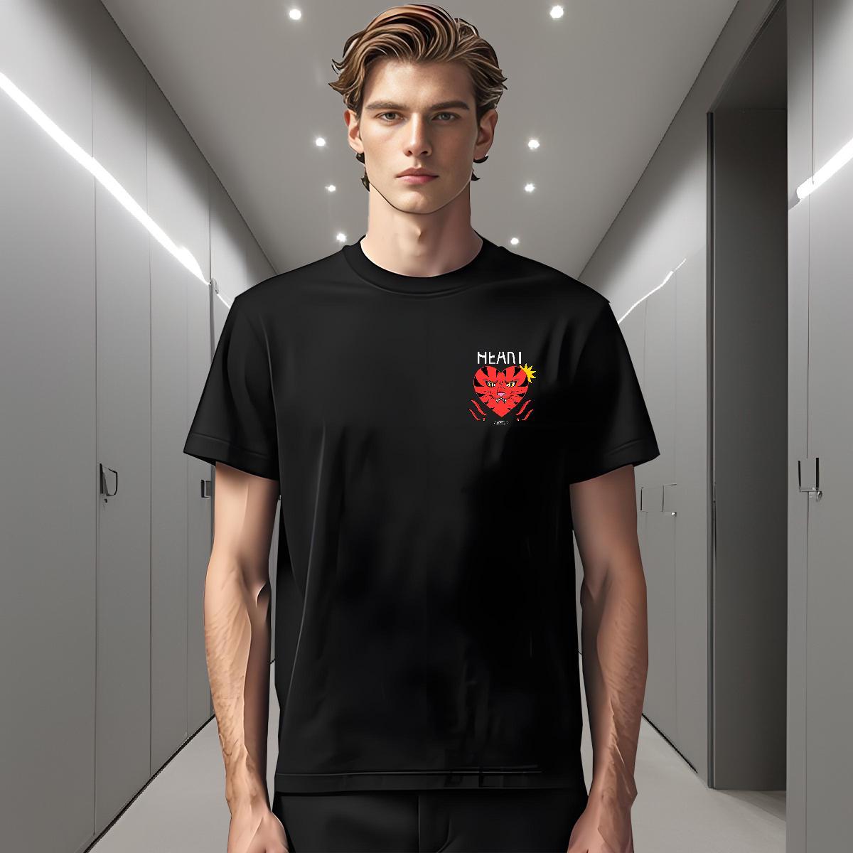 T shirt 230g Pure Cotton face Anime Printing Street Short Sleeve Soft Plus Size Cartoon Couples T Shirts Classic Casual Brand Tee Shirt