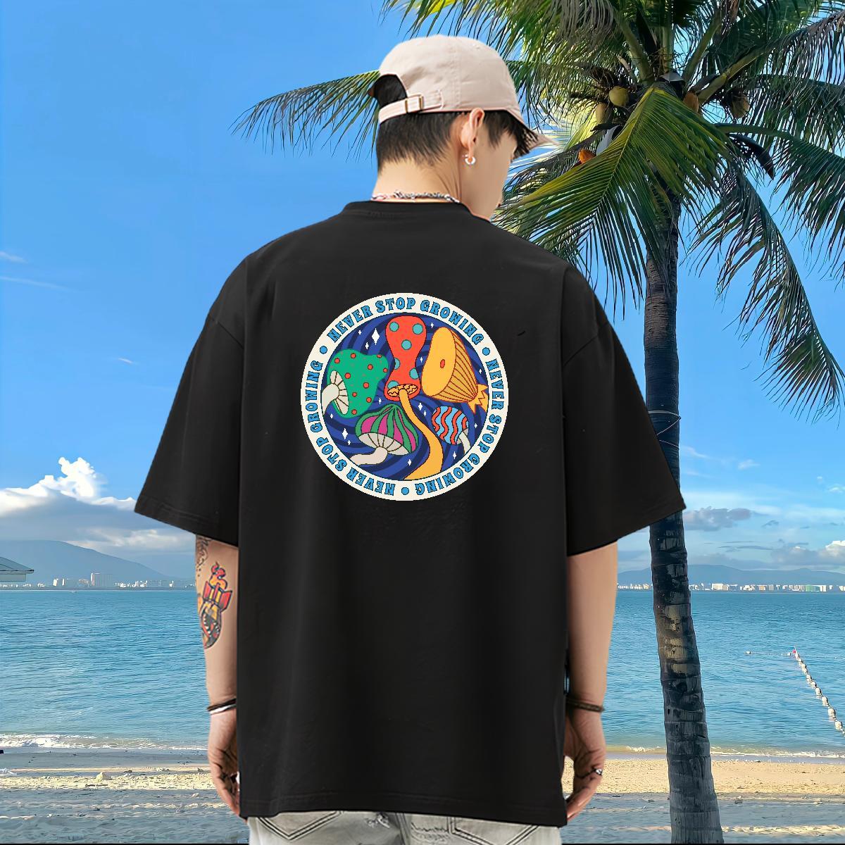 Custom T-Shirts 230g Cotton mushroom Daily Wear Tops Tees Short Sleeve O-Neck Soft Tshirts Custom Printing