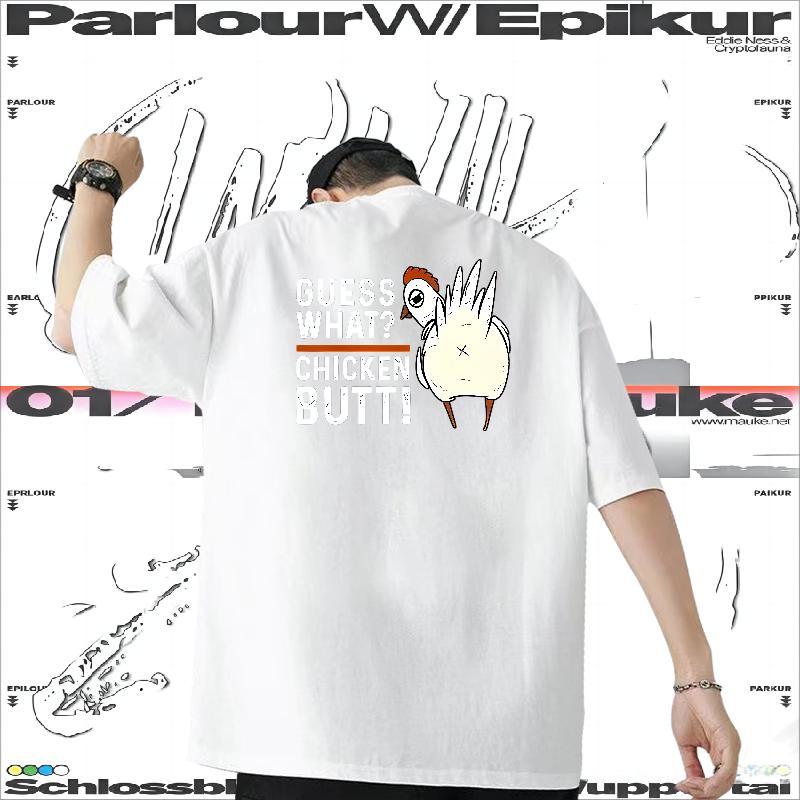 2024 Summer Men T Shirts 230g Pure Cotton chicken Daily Wear Tees Breathable Crew Neck Loose Men Tshirts Custom Print Oversized