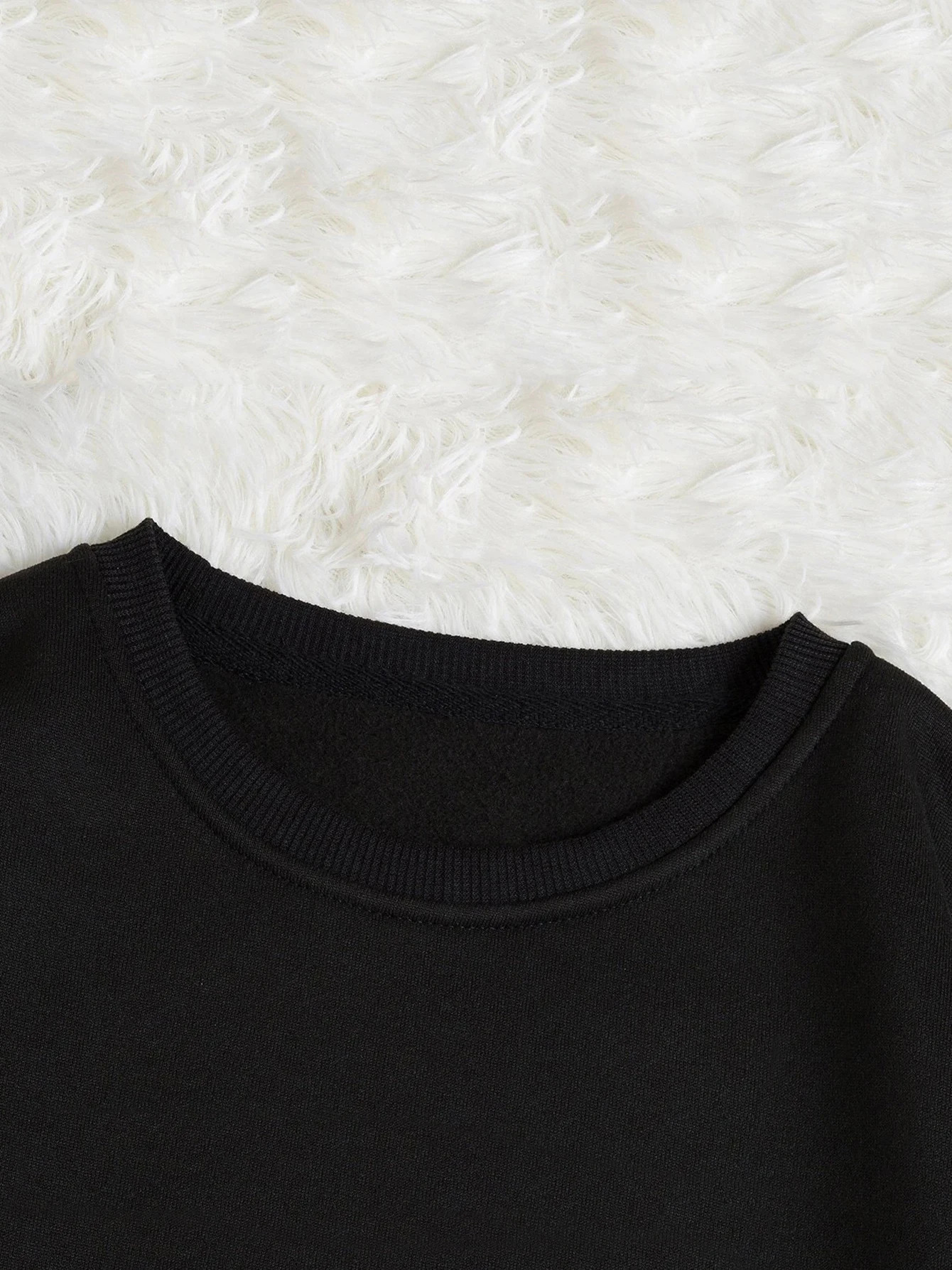 Womens Print Thermal Lined Crew Neck Loose Pullover Long Sleeve Plus Velvet Sweatshirt 240806