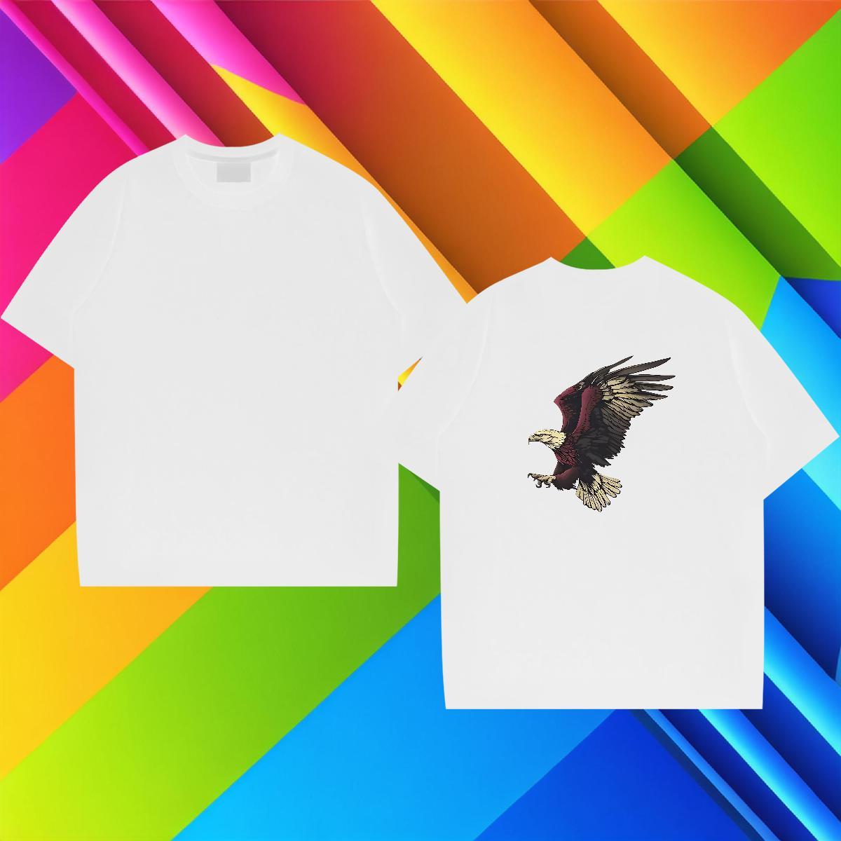 Fashion Design T shirt 230g Cotton eagle Casual Polos Crew Neck Breathable Loose Fit Men Clothes T-Shirt Black Oversized