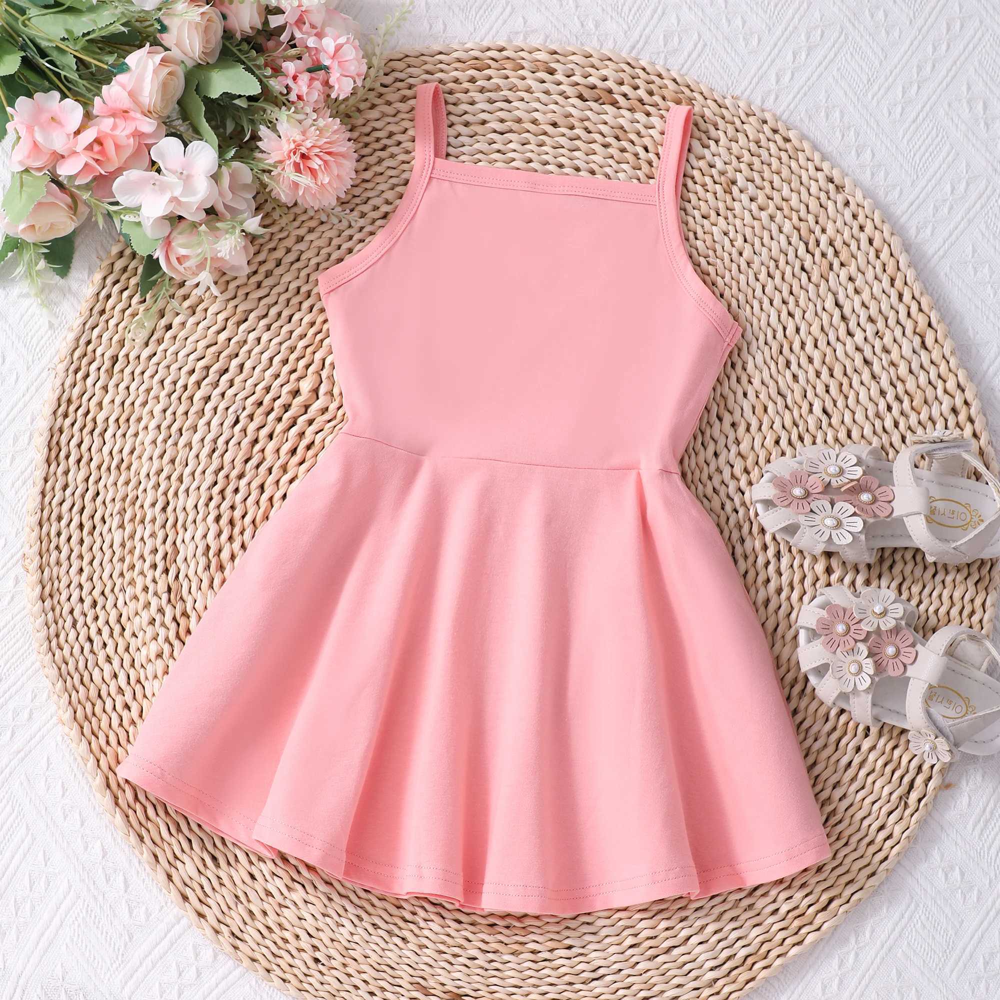 Solid color spaghetti strap skateboard dress - suitable for holidays and casual outdoor activities summerW240720