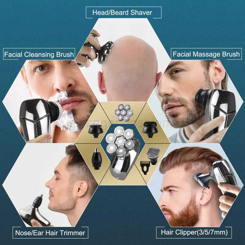 Head Shavers for Men 7D Cordless Bald Head Shaver Wet Dry Waterproof Electric Razor for Men with LED Display Grooming KitXJ240806