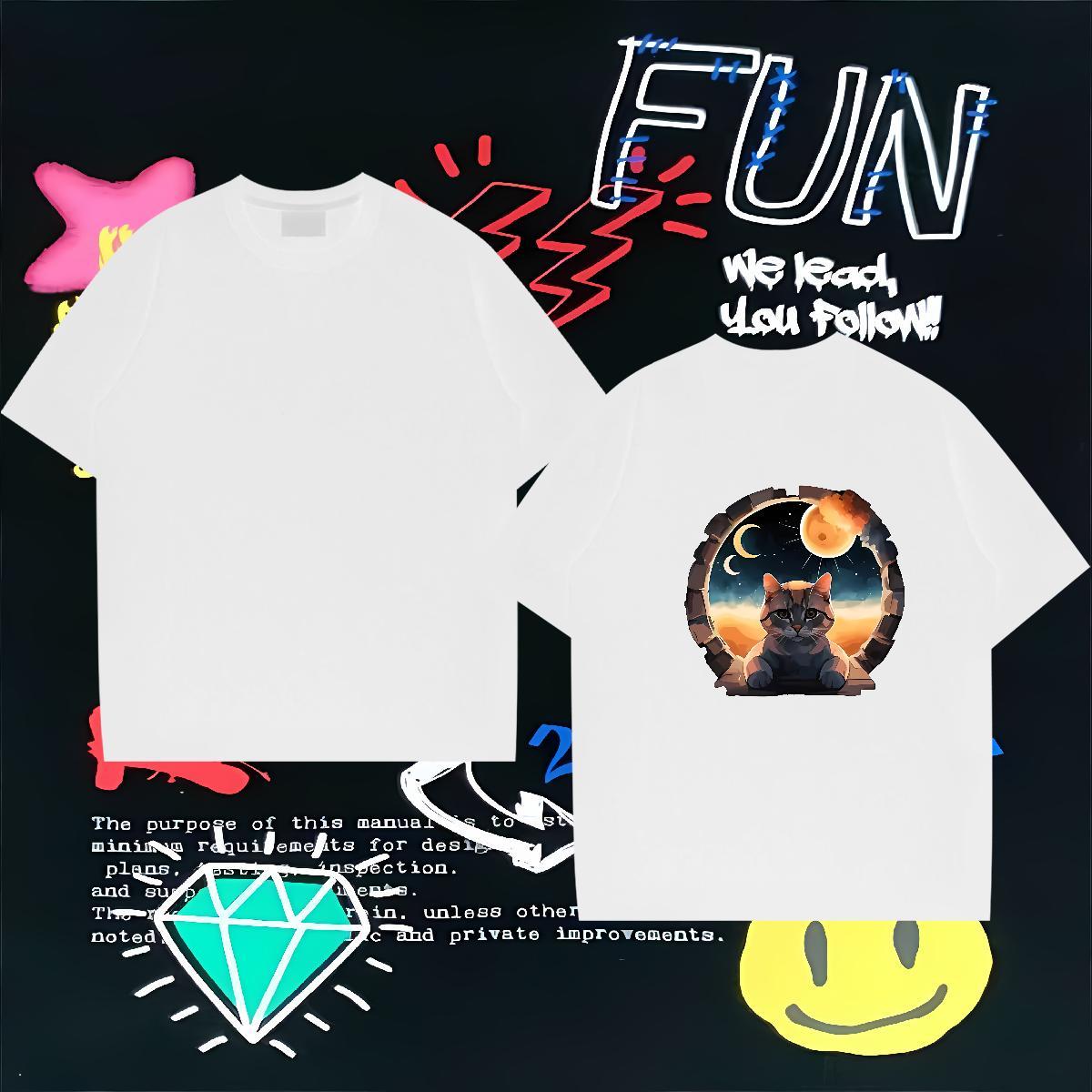 2024 T shirt 230g 100% Cotton Casual Daily Wear Clothes Round Neck Short Sleeve Cool Couples T Shirts DIY Printed