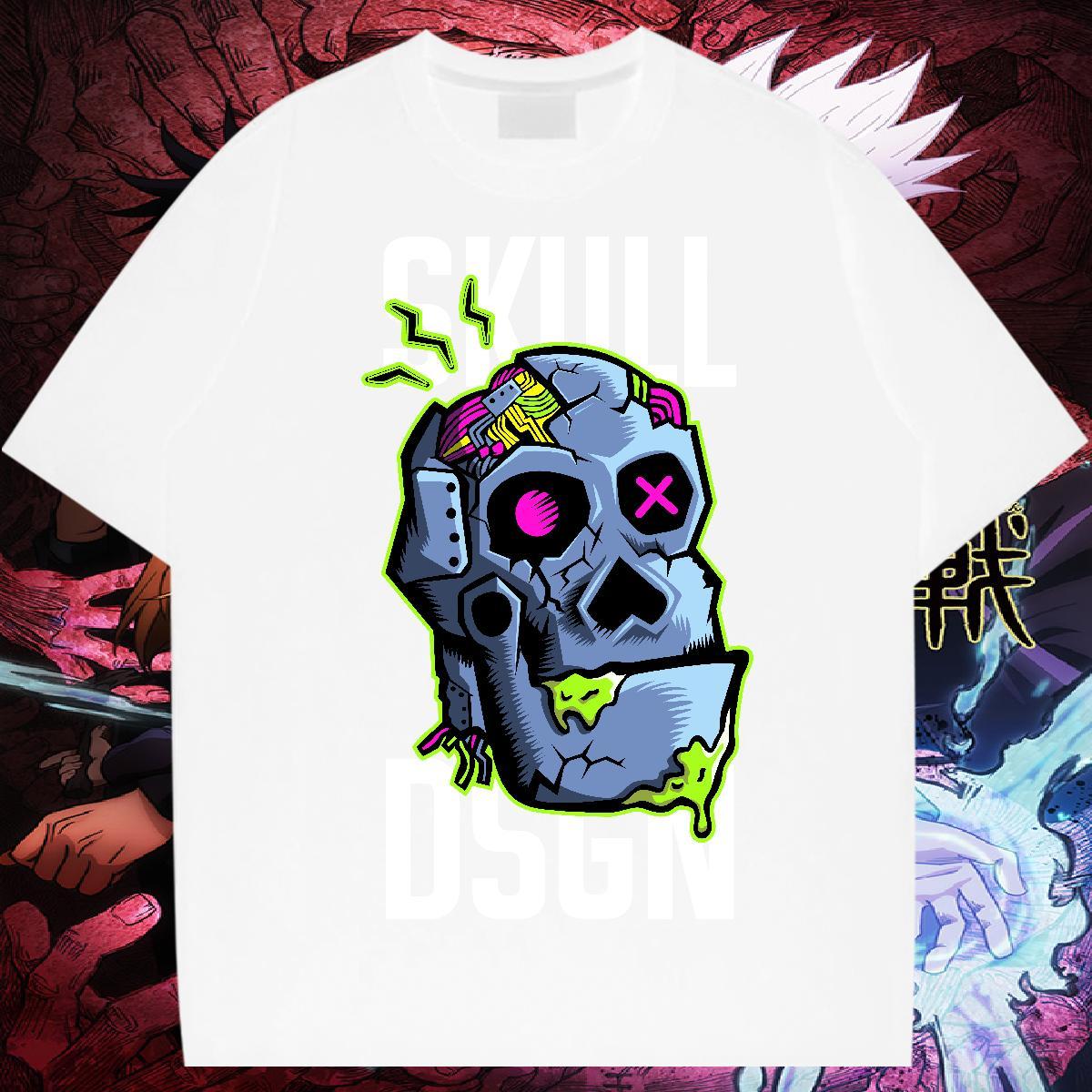 2024 DIY T-Shirts for Men skull Polos 230g Pure Cotton Hip Hop Popular Asian Size Breathable Crew Neck Tshirts