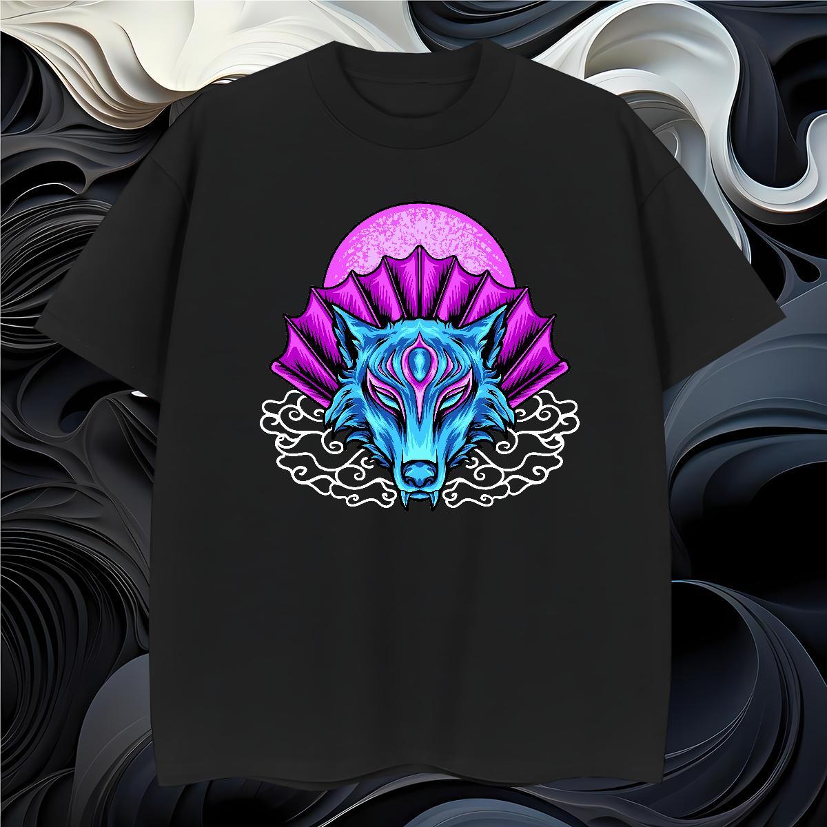 T shirt 230g Cotton wolf Sports Casual Crew Neck Graphic Men Tshirts New Arrival Unisex Tops