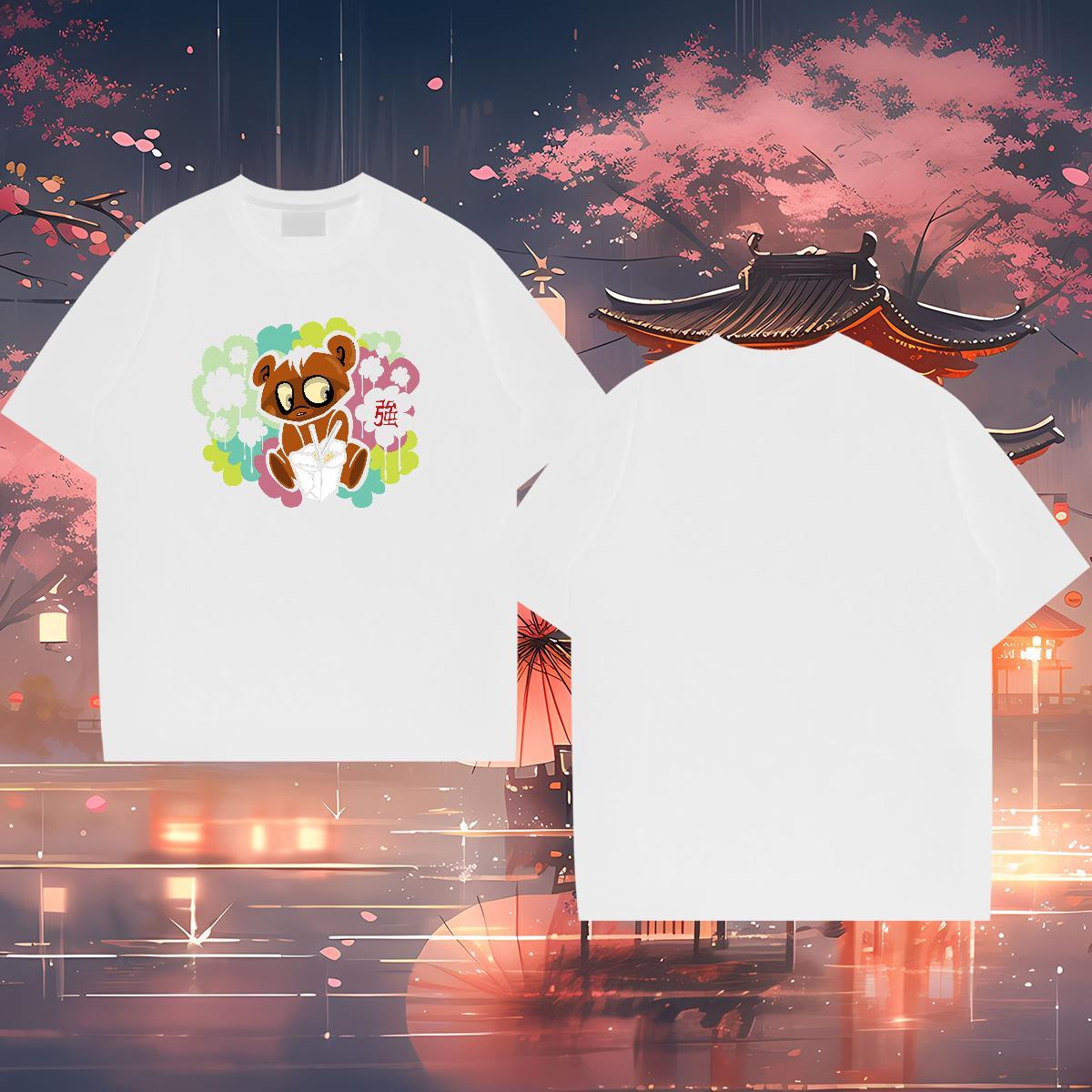 2024 DIY Men T Shirts 230g 100% Cotton bear Spring Summer Tops Crew Neck Loose Men Tees DIY Printed