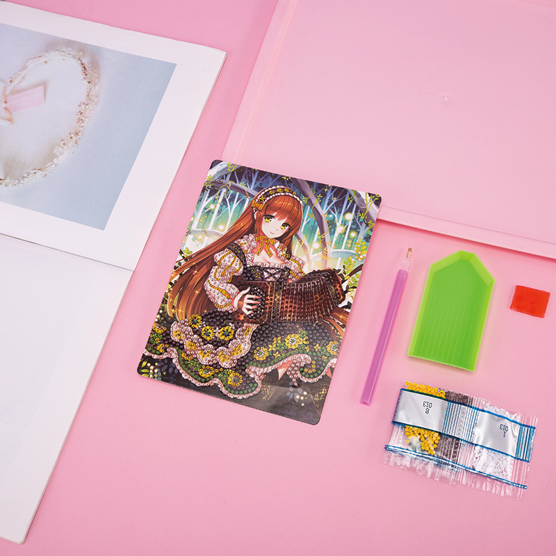 DIY Diamond Painting Creative Cartoon Girl Puzzle Diamond Stickers Material Pack Set for Children's Handmade Fun Stickers Random delivery of styl