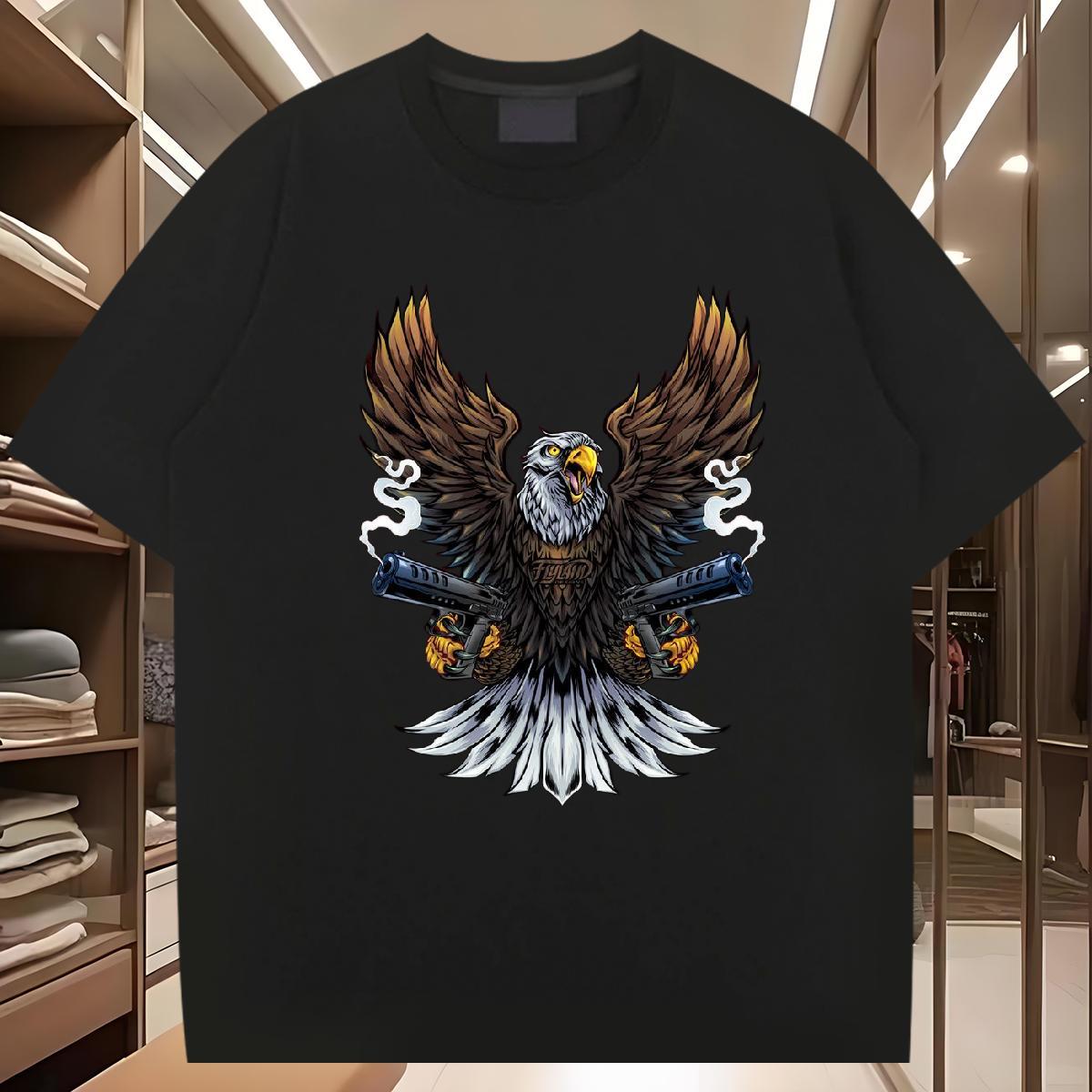 T Shirt For Man 230g Pure Cotton eagle Anime Printing Street Crew Neck Custom Anime Men Tees New Designer Loose Fit Tops
