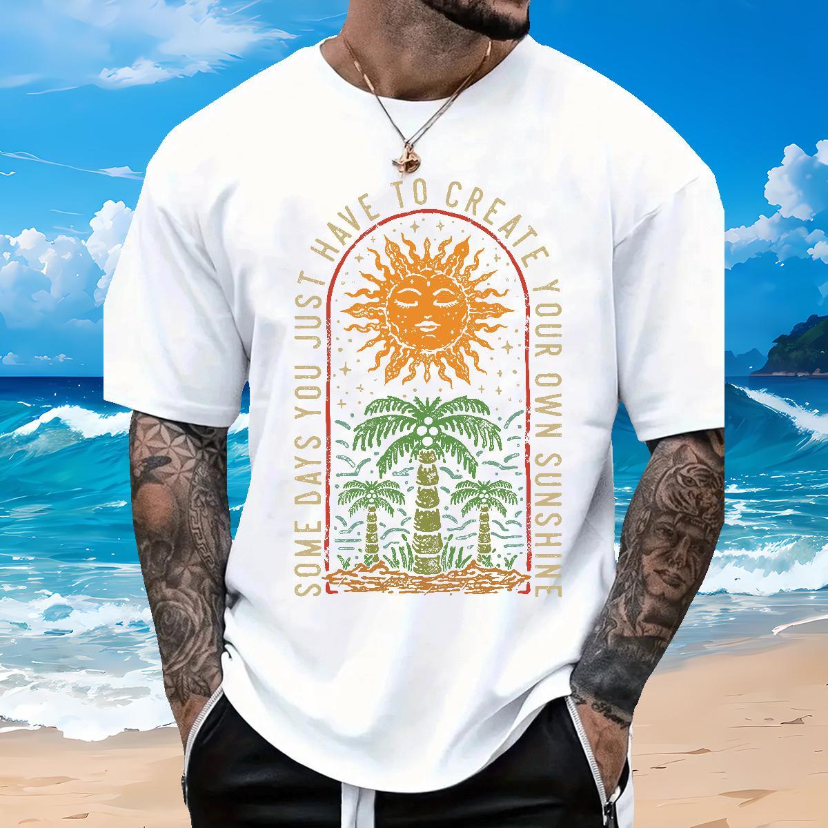 2024 T-Shirts for Men 230g Pure Cotton tree Home Outdoor Tee Shirt Breathable Short Sleeve Cool Men Tops Tees Plus Size Custom