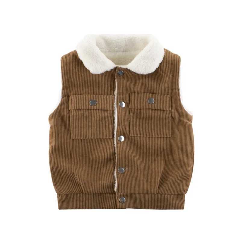 New childrens vest autumn winter boys and girls Lambswool Padded single chest hot vest childrens warm topW240724