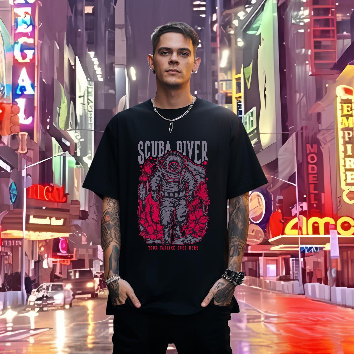 T-Shirts for Men 230g Pure Cotton space Street Wear Breathable Crew Neck Custom Printed Tshirts Fashion New Designer Clothings