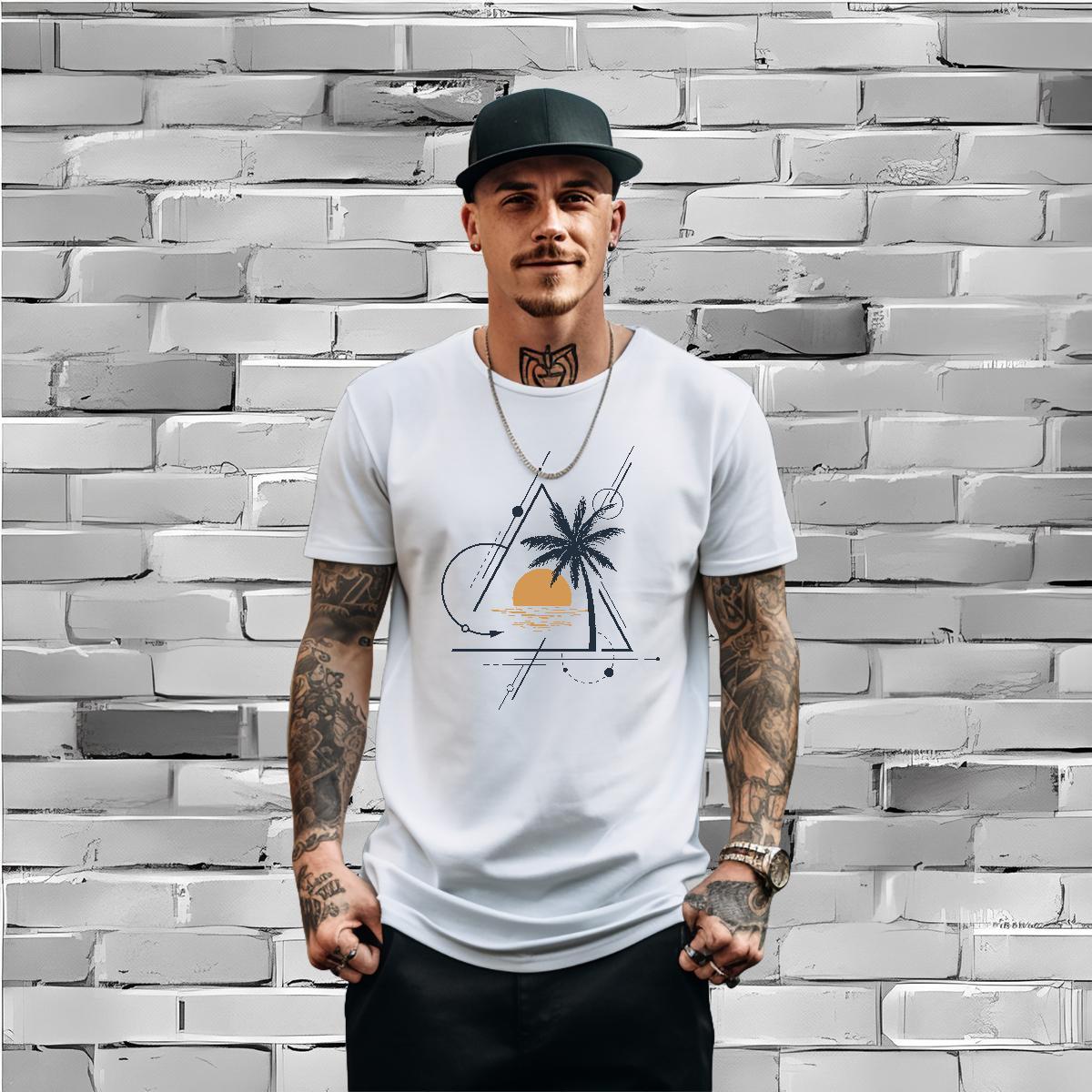 2024 Summer T Shirts Men 230g Cotton tree Casual Daily Wear Polos Breathable Soft Loose Tshirts Asian Size