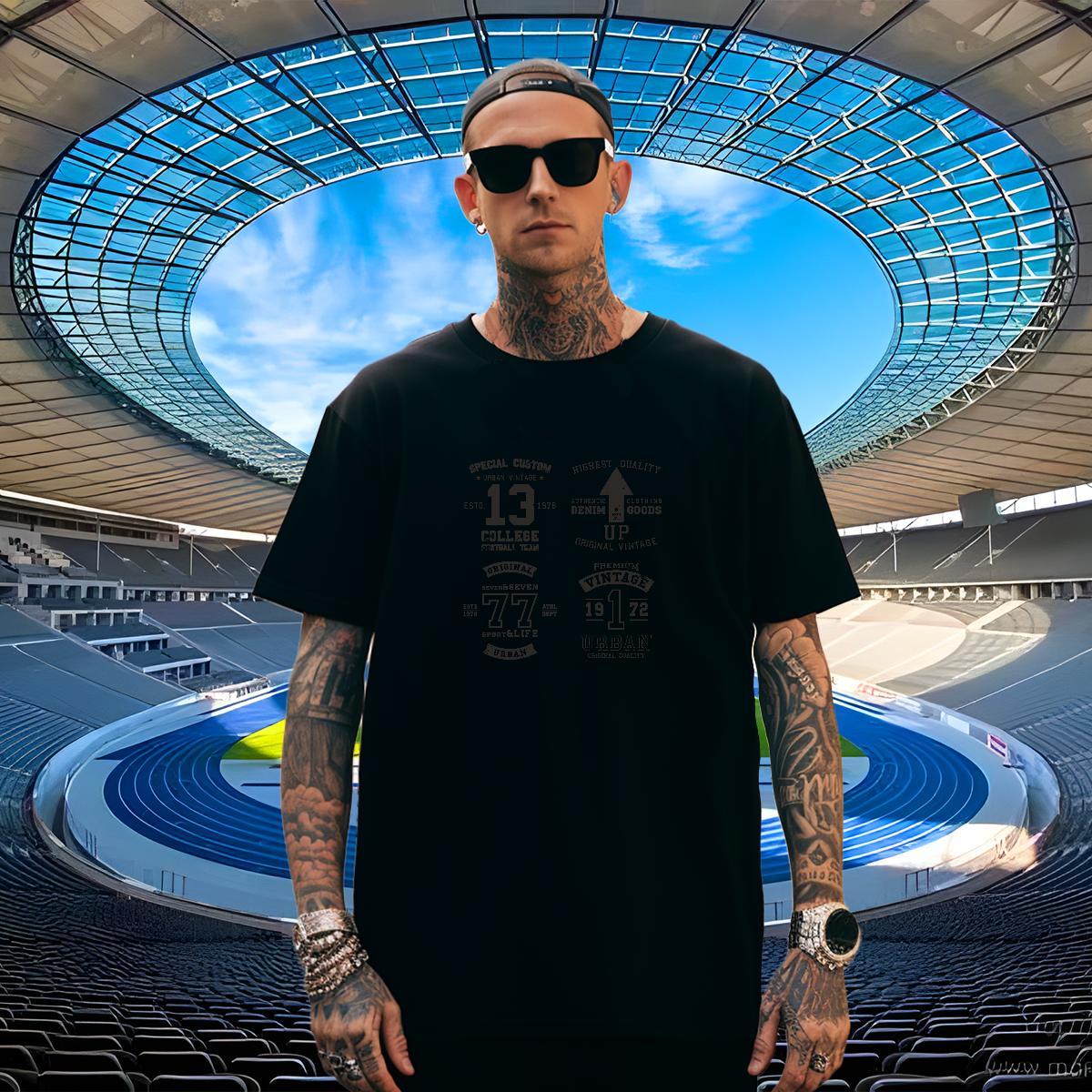 Loose Fit Couples T Shirts 230g Cotton Sport letter Custom Big Size Breathable Short Sleeve Fashion Casual T-Shirts for Men Tees Shirts